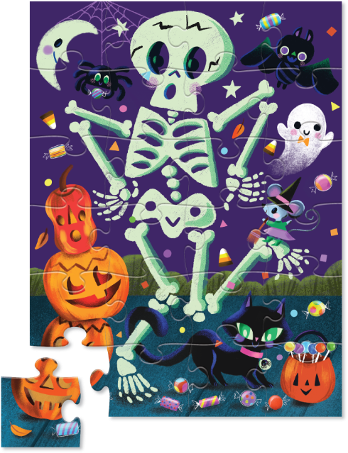 24 Pc Shape Box Puzzle / Spooky Skeleton - Glows in the Dark!