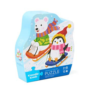 12-Pc Mini Puzzle/Sledding Friends