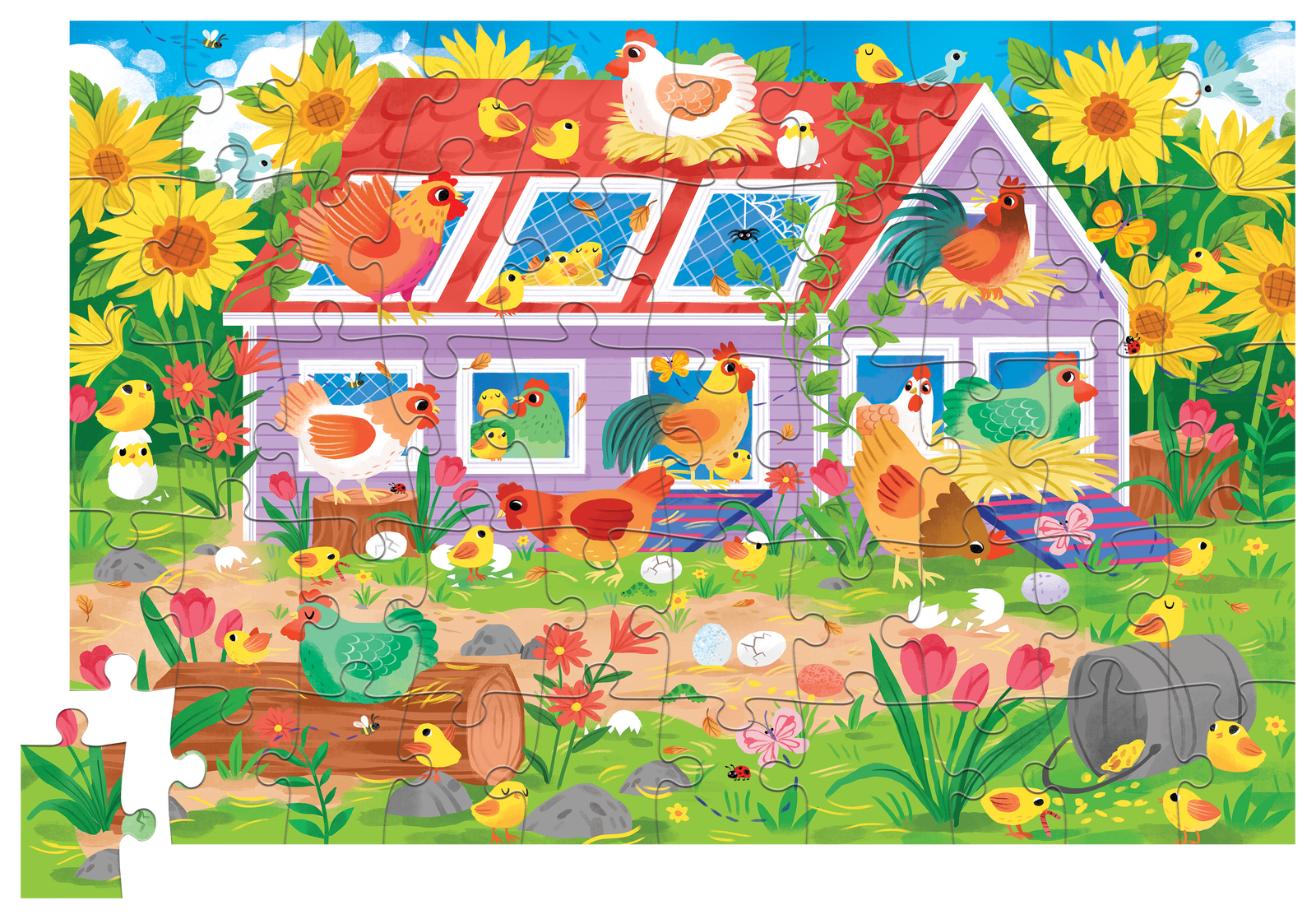 50 Pc Flat House Puzzle - Chicken Coop