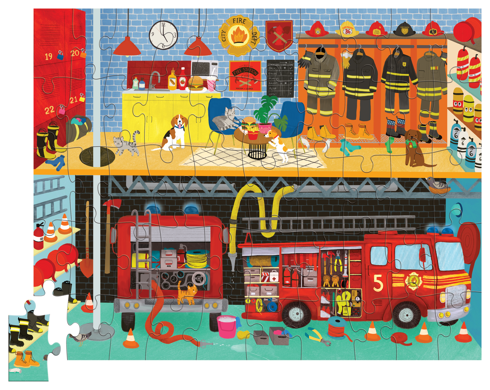 50 Pc Flat House Puzzle - Fire House