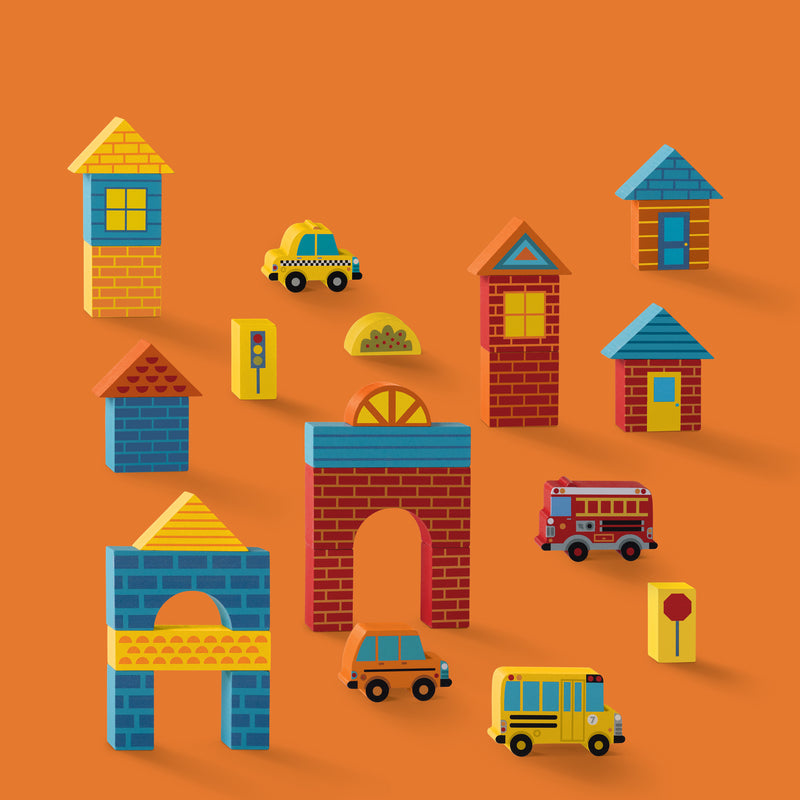 Build & Play Wood Blocks - Busy City