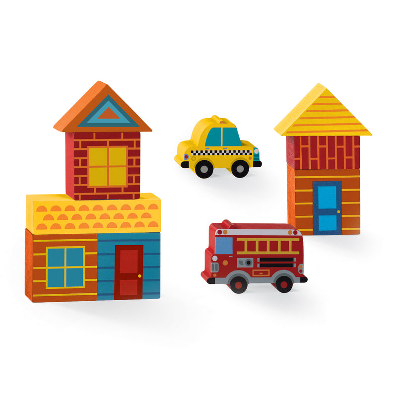 Build & Play Mini Wood Blocks - Busy City