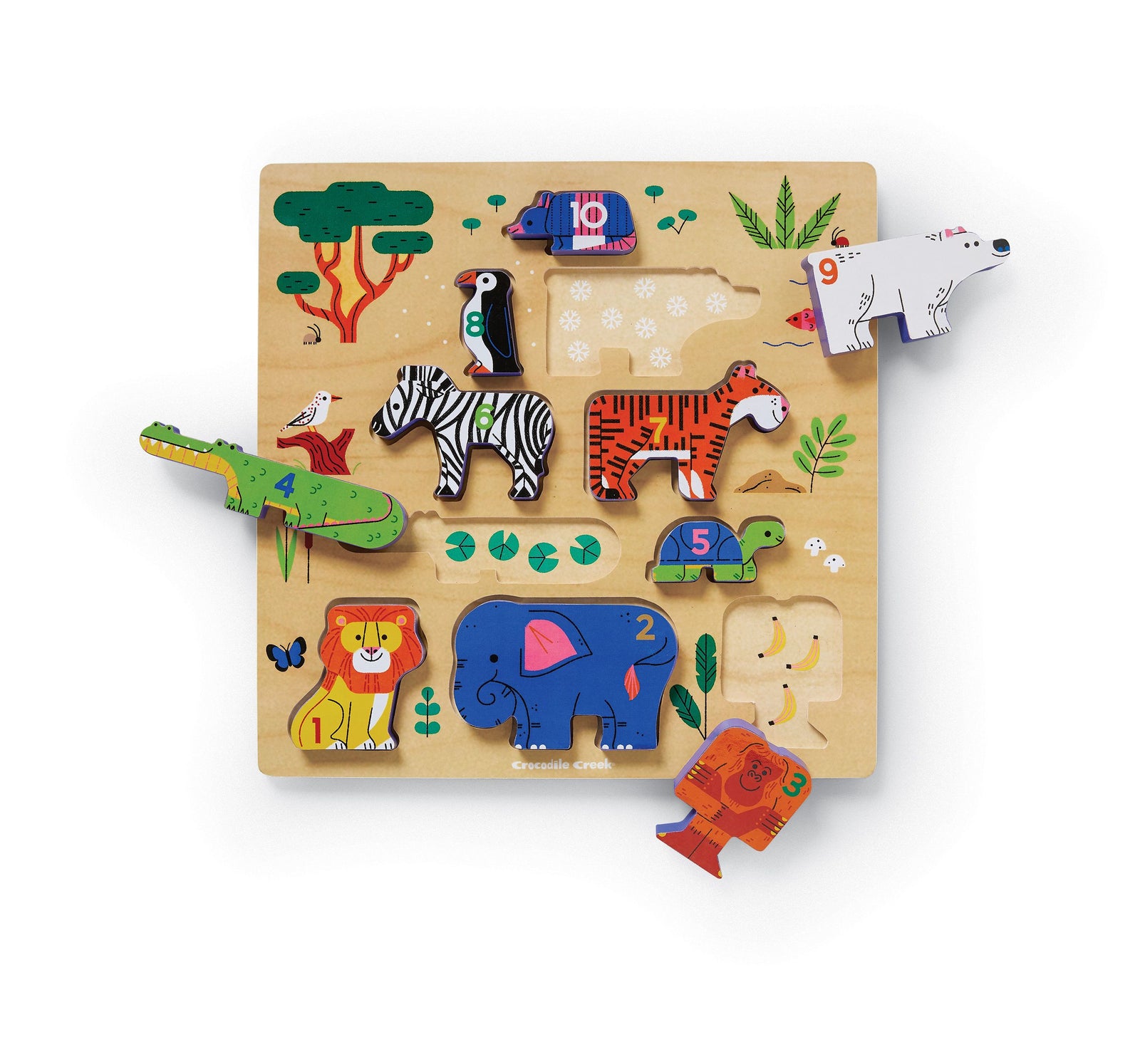 10-Piece Stacking Wood Puzzle - 123 Zoo